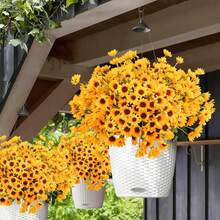 1/3/60pcs Artificial Sunflower, Fake Chrysanthemum Autumn Daisy Plants, Suitable For Outdoor Indoor Decoration, UV Resistant Artificial Plastic Fabric Greenery, Home Wedding DIY Garden Autumn Decor - Yellow - View 8