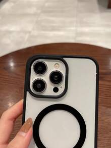 1件透明高級黑色邊框軟矽膠磁吸充電保護殼 | 相容、防震、超薄，適用於 11/12/13/14plus/XR/7/8plus/15PROMAX/17/17PRO/17PROMAX/17E/16/16PRO/16PLUS/16PROMAX/16E 手機殼，適用於三星系列 - 黑色 - 查看 7