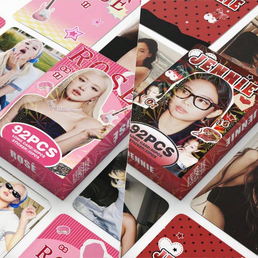 92pcs K-POP JEN NIE/RO SE Peripherals Including Photo Cards And Mini Decorative Stickers, Boxed Holographic Photocards, Perfect For Stunning Photoshoots. Various Unique Designs In One Box, Suitable For Photocard Binder Collection. - Multicolor - View 1