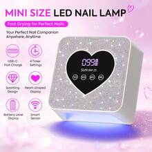DianaBeauty 迷你 UV LED 美甲燈 21 顆燈珠 USB 美甲燈 4 段定時設定 方形螢幕 快乾適用於所有凝膠指甲油 - 彩色 - 查看 3