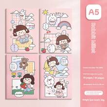 1Pc A5 Cute Cartoon Lined Notebook, Sewn Binding Thick Eye-Protection Paper, Kawaii Capybara Rabbit Design Writing Notepad For Students School Stationery - A5 lined - View 9