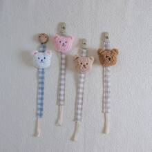 1pc Fabric Teddy Bear Pacifier Clip Baby Teether Chew Doll Lanyard - Bear Plush Toy Pacifier Chain - View 1
