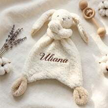 Personalized Baby Rabbit Comfort Blanket Custom Name Plush Animal Lovey Newborn Gift - Multicolor - View 8