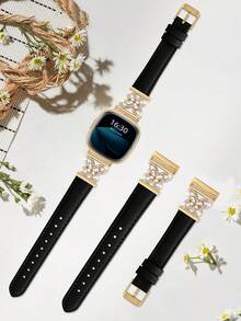Phoebe Double Black Gold Buckle White Diamond