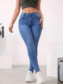 Basic Skinny Jeans Made Of Basic, Stretchy Denim With A Butt-Lifting Effect - Light Wash - View 2
