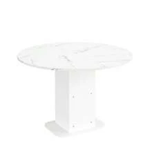 Round Bar Table With Storage For 2 To 4 People, Small Marble-Effect Dining Table, Kitchen Table With Door And Fluted Glass Shelf, 80 X 80 X 75 Cm, White - White - View 8