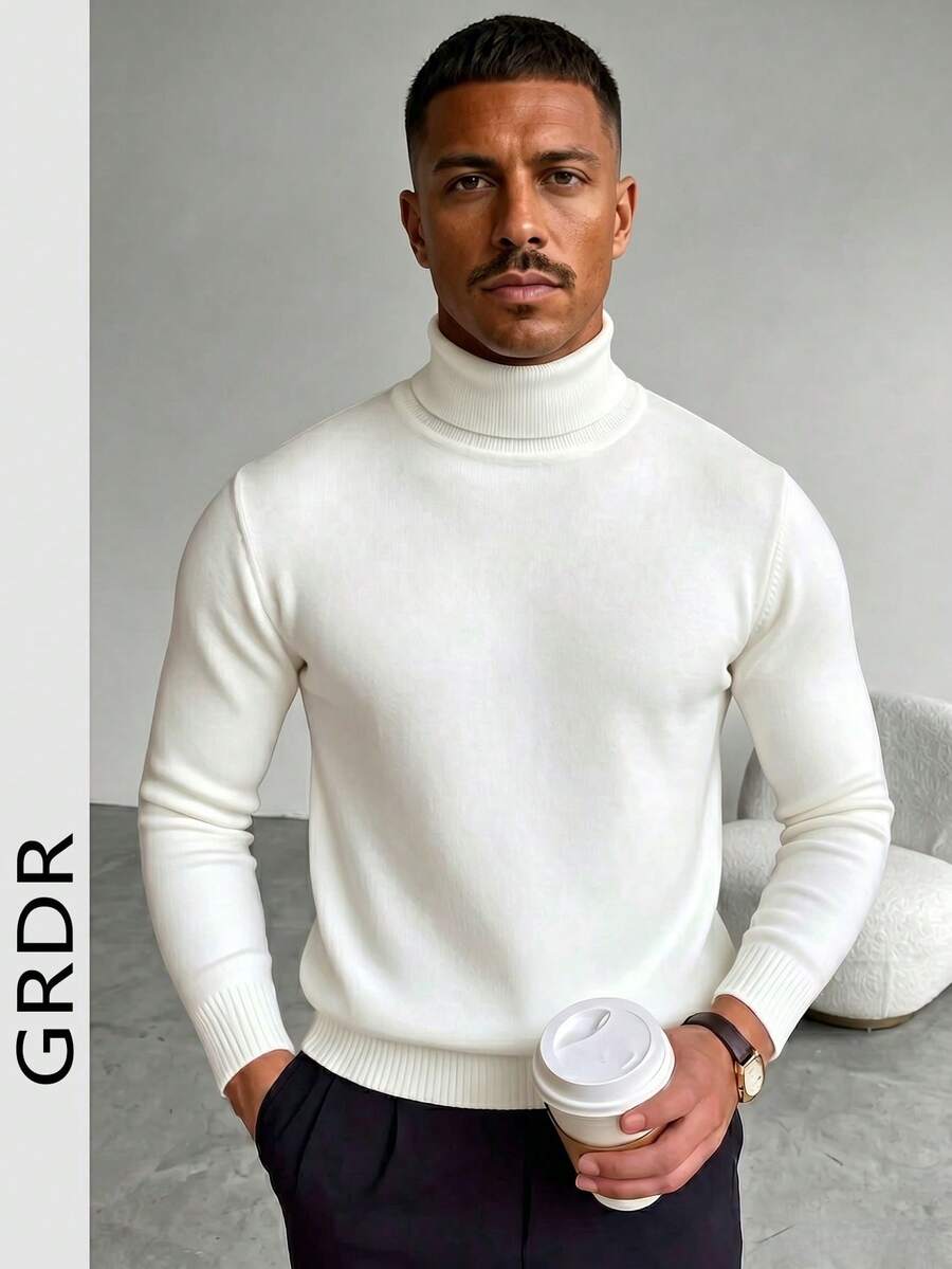 GRDR Men's Crew Neck Long Sleeve Sweater, Versatile Everyday Wear Knitted Pullover