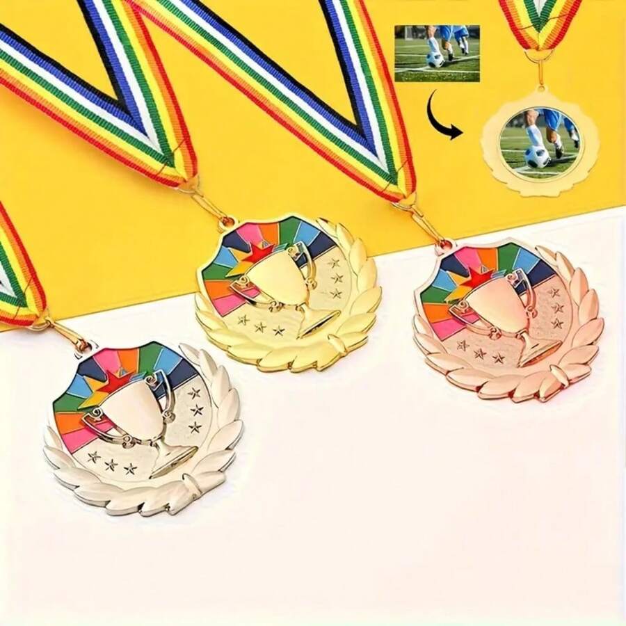 1pc Premium Zinc Alloy Medal - Suitable For Sports And Outdoor Activities, Competitions, Celebrations, Festivals, Team Sports, Outdoor Sports, Various Competition Awards, Sports Gifts - Multicolor - View 1