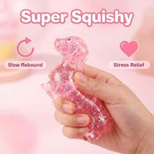1pc (Random Color) Transparent Colorful Sausage Dog Squeeze Toy, Transparent Colorful Sausage Dog Plush Stress Relief Toy, Suitable For Teenagers, Students And Office Workers, Ideal For Classroom Supplies, Party Favors And Gift Bag Fillers, Perfect For Back To School, Birthday And Holiday Gifts. - Multicolor - View 9