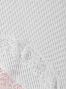 Teowryxou 6pcs Plus Size Solid Color Cotton Lace Patchwork Ribbed Sexy Romantic Comfortable Low Waist Women's Panties, Suitable For Valentine's Day, Holidays - Multicolor - View 5