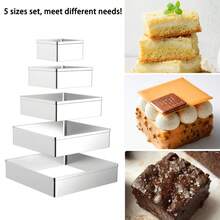 Cake Ring Set, 5PCS Square Stainless Steel, Smooth Edge Easy Clean, Pancake Biscuit Molds, Cake Decorating - Silver - View 6