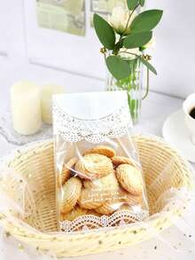 50/5pcs Reusable Lace Edge Baking Packaging Bags, Suitable For Wedding Gifts, Birthday Candy, Snacks, Pastries, Plastic Small Gift Bags, Suitable For Business, Restaurant, Home, Baking Tools, Kitchen Accessories, Teacher Gifts, Holidays, School - Multicolor - View 6