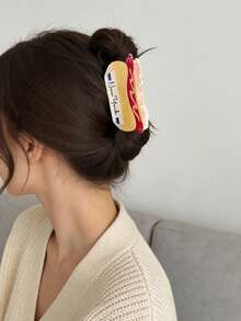 1pc Cute Fun Realistic Food Chili Pepper Bread Hot Dog Claw Clip Creative Versatile Back Of Head Hair Clip Hair Accessory - Multicolor - View 3