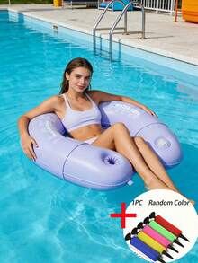 1/5pcs Squishy Inflatable Water Lounger, Smooth PVC, Summer Outdoor Relax Style, Unisex Adult For Pool Beach Patio Party, Lightweight Portable - Multicolor - View 15