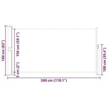 vidaXL Extendable Side Awning, Sunshade, Privacy Screen, Windbreak, Side Roller Blind, Side Wall Awning For Balcony, Garden, And Patio, 160 X 300 Cm, Black - Black - View 3