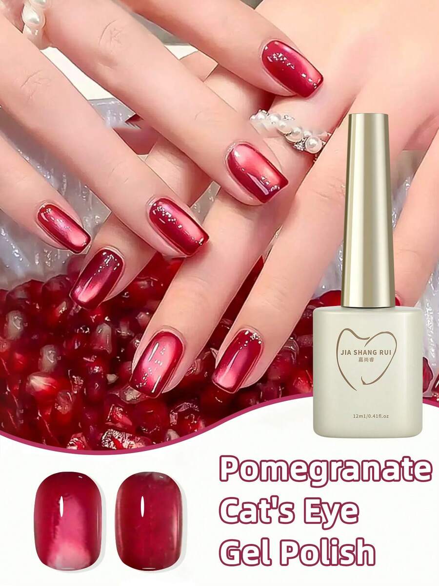 Jia Shang Rui 12ML/Pieza Esmalte de Uñas de Gel Ojo de Gato Granada Roja "Navidad" Esmalte de Uñas de Gel Invierno Primavera talla grande Vendido 2025 Uso en Salón de Arte de Uñas Año Nuevo Arte de Uñas Día de San Valentín Arte de Uñas Boda Suministros de Arte de Uñas Nupcial