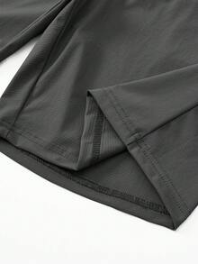 Men's Summer Casual Elastic Solid Color Textured Shorts With Drawstring Waist, Zipper Pockets, Outdoor Sports And Daily Wear - Grey - View 6