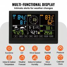 7-In-1 Wireless Weather Station, 7.5 In Color Display, Digital Weather Station Indoor Outdoor, For Temperature Humidity Wind Speed/Direction Rain UV, With Forecast Data, Alarm, Alerts-NO WIFI - 7.5" - View 5