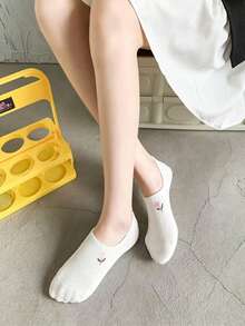 Women's Invisible Low-Cut Socks, Thin Summer Low-Cut Ankle Socks, Breathable Comfortable Non-Slip Heel Invisible Socks, Suitable For Low-Cut Flat Shoes - White - View 5