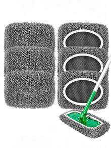 1/2/4/6/8pcs Reusable Grey Mop Cloths, Washable Microfiber Dry & Wet Mop Pads, Suitable For Robot Vacuum Cleaner, Suitable For Cleaning Hardwood Floors And Hard Surfaces - Multicolor - View 3