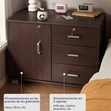 Mueble Almacenador de Oficina 60cm con Ruedas Bloqueables, Cajones y Puertas para Archivos - Blanco - Ver 3