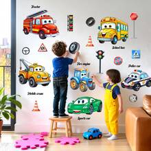 Cartoon Car Wall Sticker, Bedroom Children's Room Living Room Background Wall Home Decor Self-Adhesive Wall Decal - Multicolor - View 6