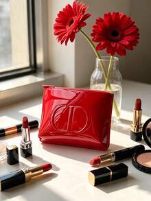Dior Red Makeup Bag Made Of Premium Fabric, Convenient For Storing Lipstick, Blush And Other Cosmetics, Perfect For Girls. - Red - View 8