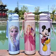 1 Pc Cute Cartoon Water Cups, Leak-Proof Plastic Sports Water Bottle, Cute Personalized Gift, Suitable For Outdoor Hiking, School, Office, Perfect Gift - Multicolor - View 2