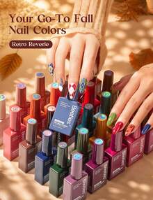 Beetles 30 Colors 10ml Each HEMA Free Spring Gel Polish Kit With Top And Base Coat, Swatch Card Soak Off UV LED Manicure - 30 Colors 10Ml Retro Reverie - 查看 1