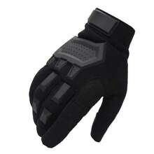 1 Pair Unisex Soft Shell Touchscreen Full Finger Tactical Gloves, Sports, Hiking, Fitness, Motorcycle Riding Gloves - Black - View 6