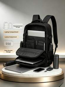 Cute Travel Notebook Backpack, A Spacious Multi-Pocket Backpack, Perfect For Business Trips, Weekend Getaways, And Plane Luggage-Black - Black - View 3