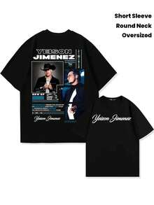 T-Shirt dell'Album "Mi Promesa Tour 2025" di Yeison Jimenez - Oversize Unisex per Uomo e Donna, Stile Vintage Harajuku, Merch del Concerto - nero - Visualizzare 2