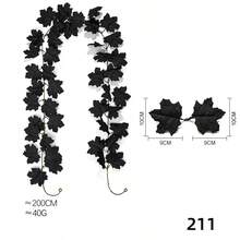 Black Maple Leaf Wreath Halloween Autumn Decoration, Artificial Hanging Leaf Vine Wreath Decoration Autumn Decoration Black Wreath For Autumn Thanksgiving Fireplace Mantel Party Holiday Home, Home Autumn Decoration, Halloween Christmas Decoration, Room Decoration, Halloween Decoration, Autumn Decoration, Autumn Home Decoration, Christmas Home Decoration, Wedding Decoration - Black - View 13