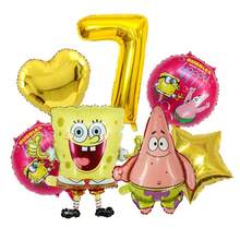 SpongeBob SquarePants 可愛方褲生日裝飾氣球套組 8件組，包含大型立式與角色鋁箔氣球，全 Mylar 氣球，適用海底主題生日派對桌面與背景裝飾 - 卡通氣球 - 查看 8