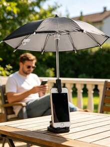 Paraguas portátil mini con clip universal, sombrilla para exteriores para teléfonos, Kindle, dispositivos de navegación, protector de pantalla antirreflejo, protección contra la lluvia y el sol, esencial para viajes - A - Ver 5
