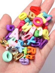 80pcs Fashion Minimalist Acrylic Mixed Color 26 English Alphabet Beads Handmade Loose Beads DIY Jewelry Accessories - Yellow Gold - View 4