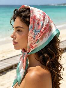 1pc Summer Beach Resort Boho Ocean Element Print Bandana - Multicolor - View 13