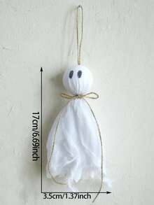 1pc Mesh Ghost Twine Hanging Ornament Garland, Gothic Halloween Window Mantel Decor, Farmhouse Fall Thanksgiving Tiered Tray Banner, Dark Aesthetic Autumn Holiday Porch Wall Tabletop Hanging Accessory Indoor Horror Theme Party Home Decoration - Multicolor B - View 12