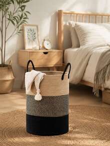 1pc Foldable Polyester Storage Basket, 2D Flat Print Round Striped Design, Collapsible Laundry Basket, Suitable For Bathroom And Laundry Room, Home Storage, Space-Saving, Lightweight And Durable, Summer Storage Decor, Dorm Use - Multicolor - View 8