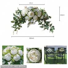 Grappe de fleurs artificielles avec feuilles d'eucalyptus vertes, guirlande d'arche florale factice, décoration de mariage, arrangement floral de table, convient pour la porte d'entrée, le mur de la maison, l'extérieur, la boutique, le style ferme, le fond de photographie, la décoration de fête, 4 couleurs rose blanc orange bleu, décor de vacances, clôture de jardin, célébration, cadeau - 1 pièce - Voir 4