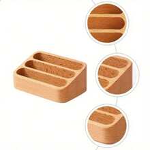 Visitenkartenhalter aus Naturholz, massives Holz, glatt und gratfrei, nordischer Stil, multifunktionaler Memo- und Kartenhalter, Handyhalter, kompakter Visitenkartenhalter für Schreibtisch, Büro, Arbeitszimmer, Empfang - A - Übersicht 7
