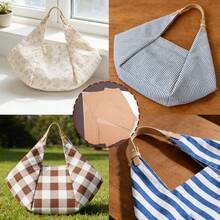 Japanese Style Striped Triangle Handbag Cutting Pattern, Kraft Paper Cutting Template, Includes Detailed Step-By-Step Sewing Instructions, DIY Large Capacity Commuter Bag Hand-Drawn Pattern, Practical Gift For Craft Enthusiasts - Multicolor - View 6