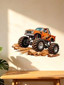 Wall Decals With Monster Trucks In Watercolor, Pink And Purple, Stickers For Boys' Toddler Rooms - Multicolor - View 17