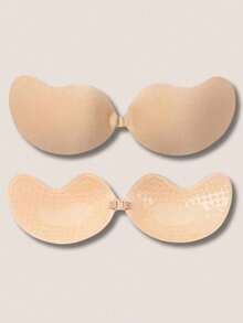 2pcs (Black + Khaki) Self-Adhesive Silicone Invisible Bra Pads, Strapless Backless Push-Up Cups With Soft Fabric Surface, Perfect For Weddings, Off-Shoulder Clothes And Bridesmaid Parties. - Multicolor - View 14