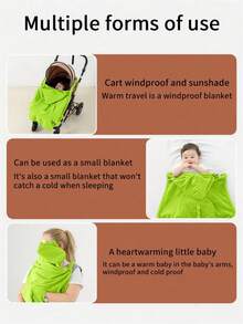 1pc Baby Cape Blanket, Soft Fleece Stroller Blanket, Multi-Functional Front-Back Coat - Suitable For Home And Outdoor Use, Cold-Proof Blanket, Perfect Baby Shower Gift For Baby. - Baby Shawl - View 7