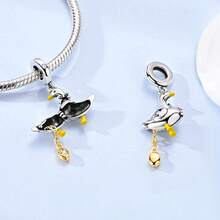 1pc Silver Plated Original Design Openable Goose Pet Goose Pendant Charm Suitable For Bracelet Necklace DIY Jewelry Making Beads Unique Gift For Family And Friends - Silver - View 2