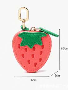 XD Cartera suave y linda con forma de fruta con llavero, mini bolsa con cremallera, adorable patrón de perro blanco con manchas, tarjetero compacto y portátil, adecuado para uso diario y como regalo - Multicolor - Ver 8