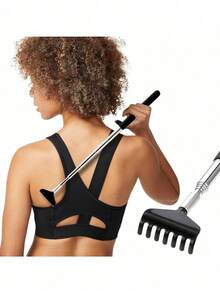 1pc Portable Retractable Metal Stainless Steel Back Scratcher, Practical Party Gift, Suitable For Adults, Elderly, Pets, Gua Sha Massage Tool - Multicolor - View 1