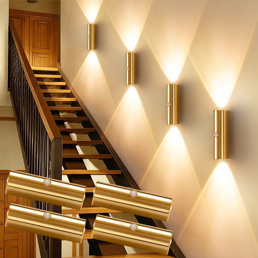 Lampe murale LED à détecteur de mouvement, lampe murale décorative sans fil, éclairage LED de protection des yeux, veilleuse à pile, convient pour le couloir, la salle de bain, la chambre, la cuisine, la décoration de la maison, la décoration du salon