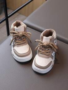 1 par de zapatos de patinaje para niños, nuevos tenis casuales de moda de caña alta para primavera/otoño para niños y niñas - Caqui - Ver 3